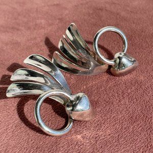 Vintage Flying Hearts Sterling Silver Earrings